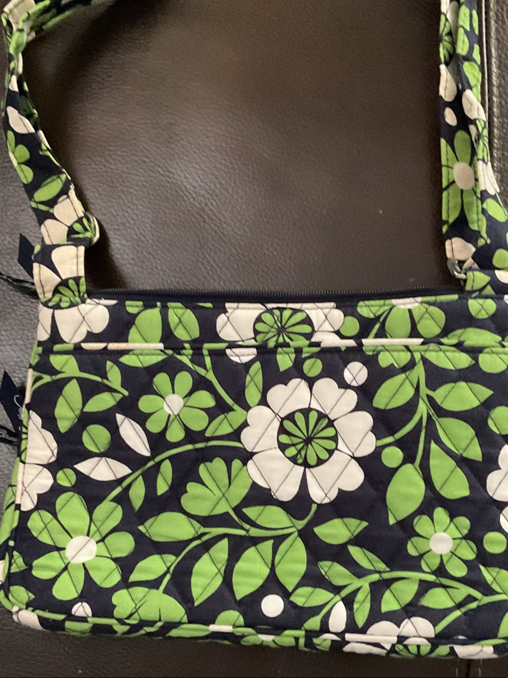 Vera Bradley Black, Green and White Floral Quilted Crossbody - Picture 4 of 4